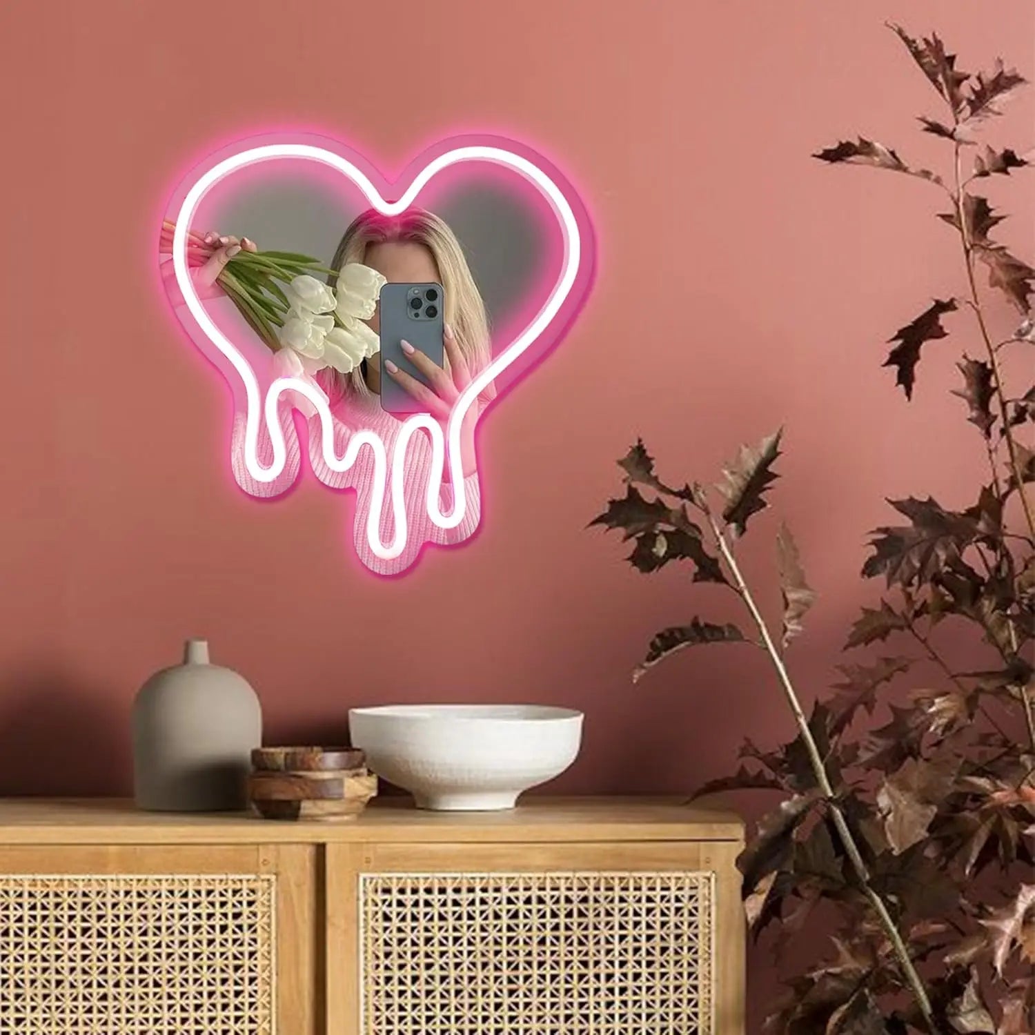 NovaGlow™ Melting Heart Neon Mirror Sign